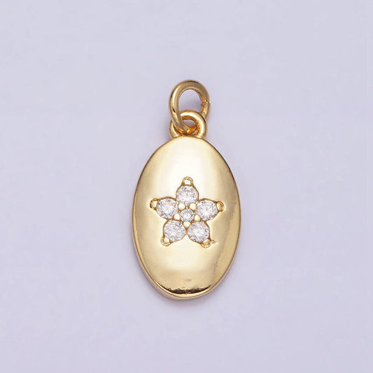 16k gold filled oval flower geometric charm for necklace bracelet earring add-on charm | ac1141