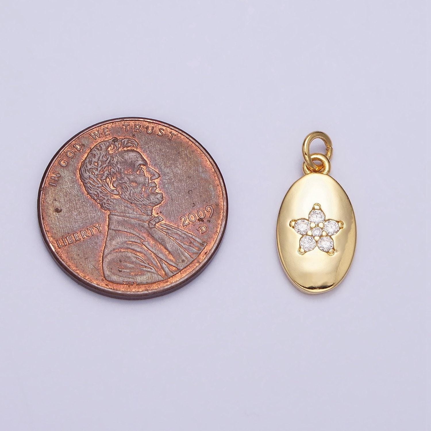 16k gold filled oval flower geometric charm for necklace bracelet earring add-on charm | ac1141