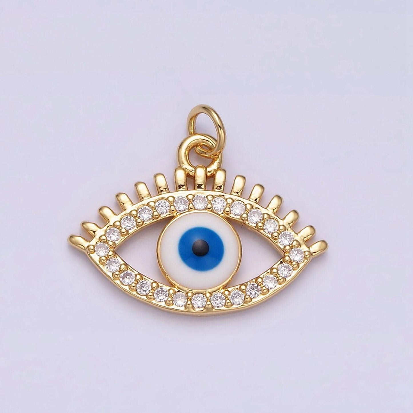 Dainty gold micro pave, cz evil eye pendant charm, micro pave clear evil eye pendant charm, for diy jewelry ac1135