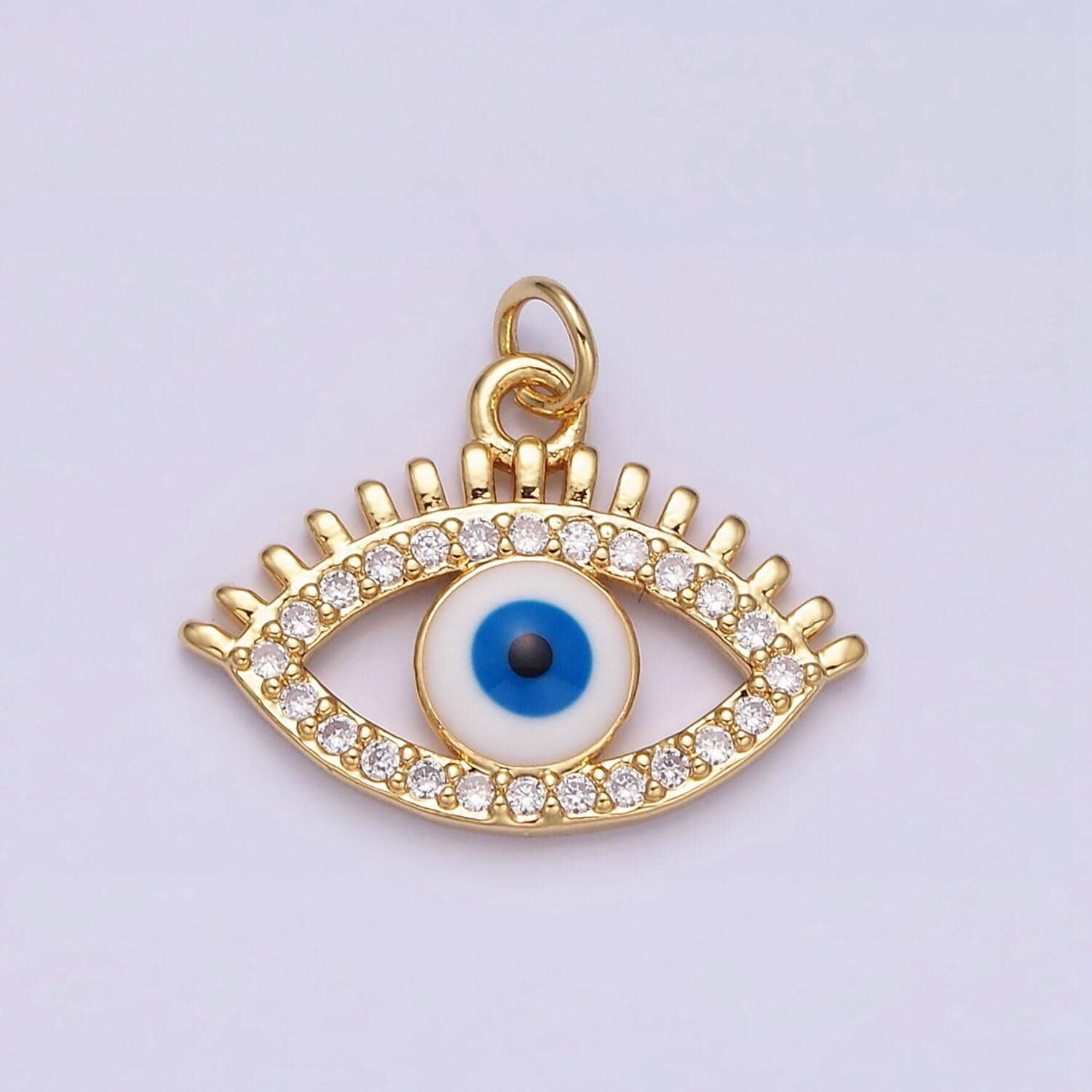 Dainty gold micro pave, cz evil eye pendant charm, micro pave clear evil eye pendant charm, for diy jewelry ac1135
