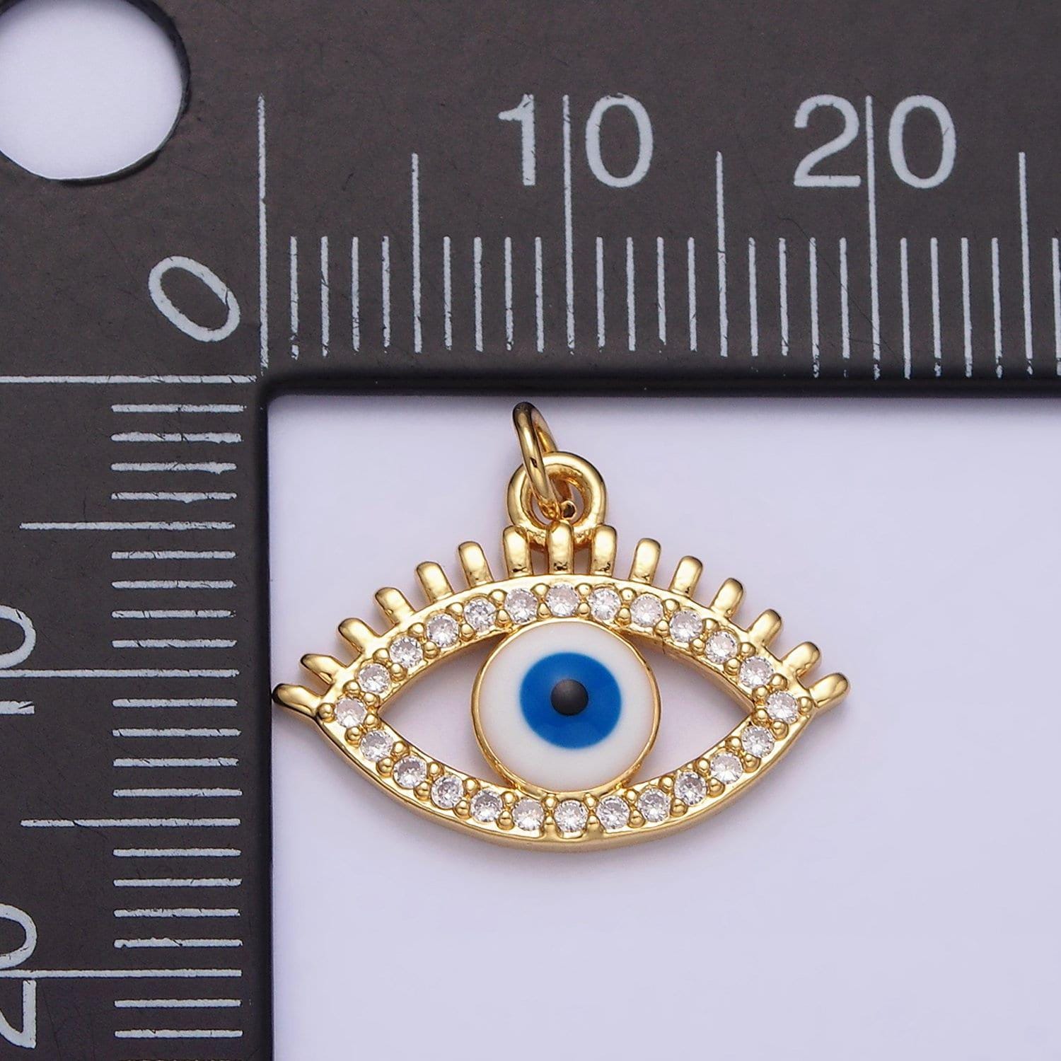 Dainty gold micro pave, cz evil eye pendant charm, micro pave clear evil eye pendant charm, for diy jewelry ac1135