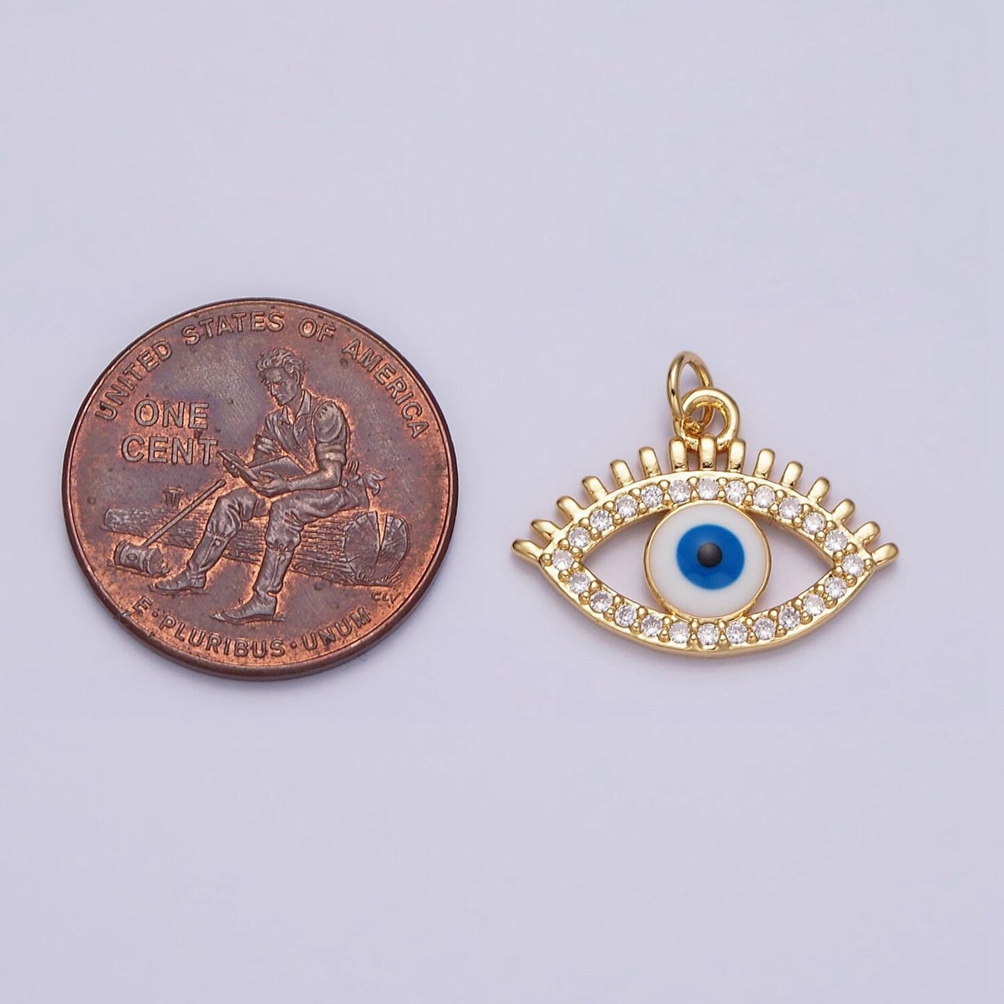 Dainty gold micro pave, cz evil eye pendant charm, micro pave clear evil eye pendant charm, for diy jewelry ac1135
