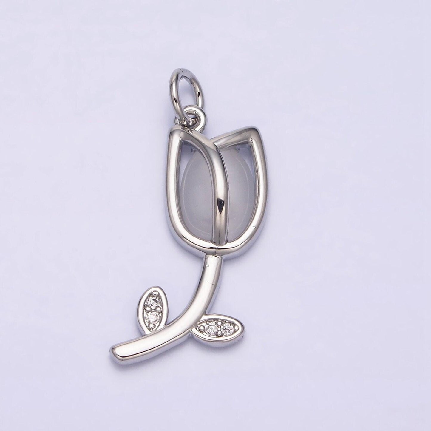 Mini gold tulip charm cz silver tulips flower buds pendant spring floral jewelry inspired netherland travel charm ac777 ac778