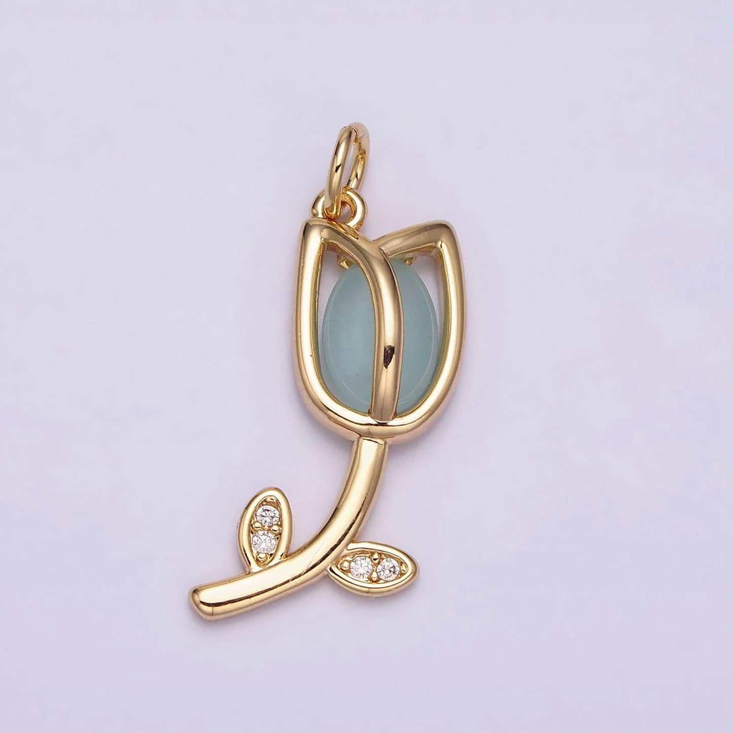 Mini gold tulip charm cz silver tulips flower buds pendant spring floral jewelry inspired netherland travel charm ac777 ac778