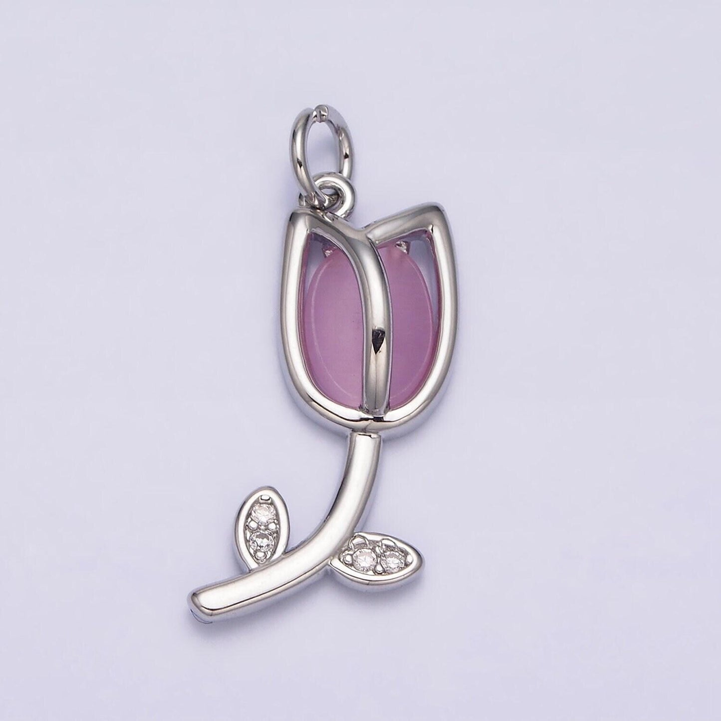 Mini gold tulip charm cz silver tulips flower buds pendant spring floral jewelry inspired netherland travel charm ac777 ac778