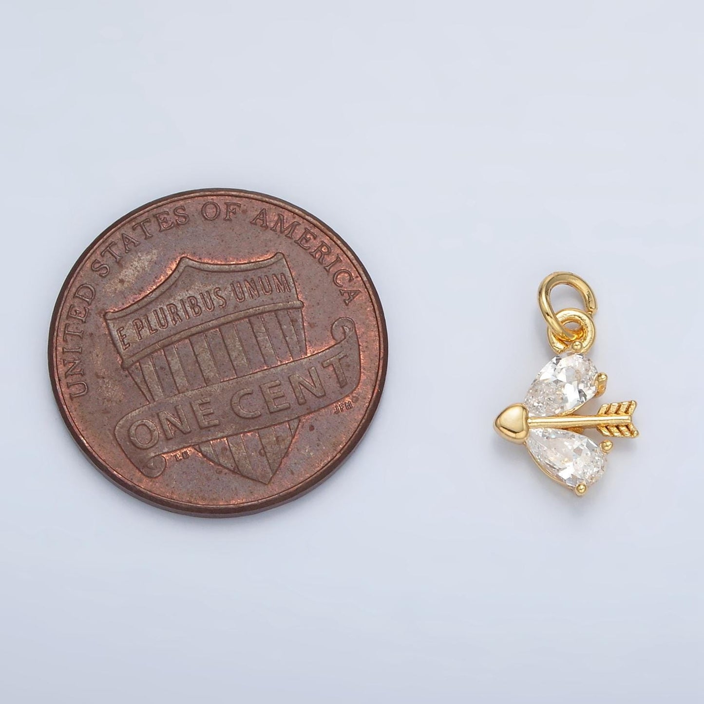 Tiny gold arrow charm small cupid charm with cz charms 24k gold filled findings ac107
