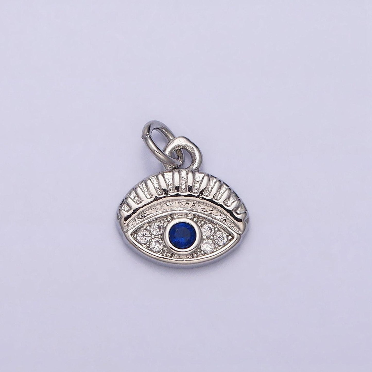 16k gold filled mini blue evil eye micro paved cz oval add-on charm in gold & silver | ac1063 ac1064