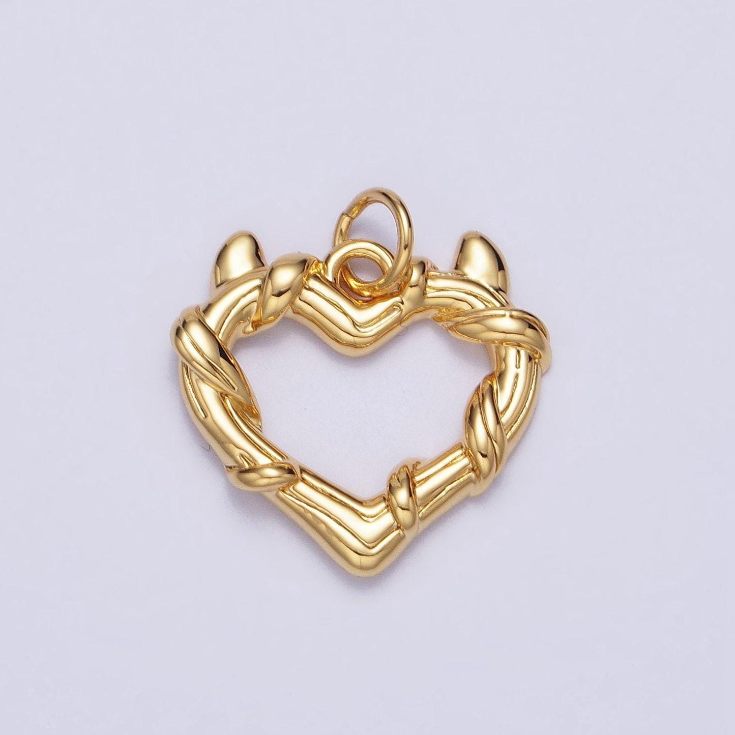 24k gold filled vine-wrapped pointed horned heart add-on charm in gold & silver | ac1059 ac1060