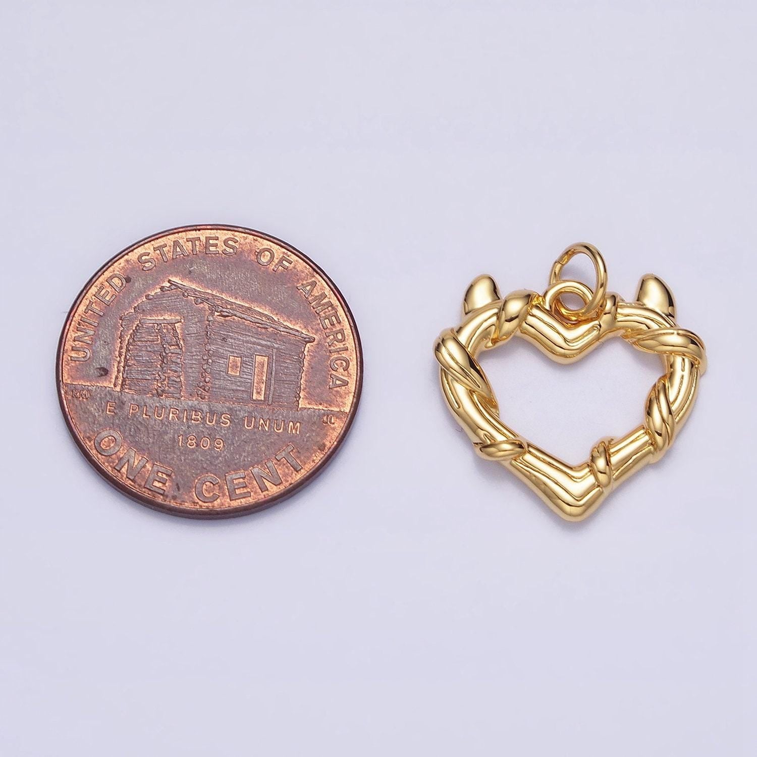 24k gold filled vine-wrapped pointed horned heart add-on charm in gold & silver | ac1059 ac1060