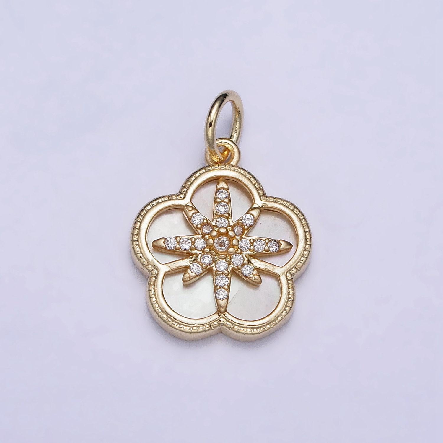 Dainty flower charm, small gold north star charm journey travel charm tiny necklace charm, bracelet celestial jewelry ac1055
