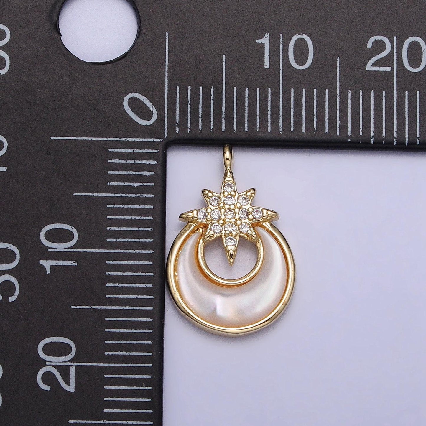 Dainty white pearl crescent moon star charm gold filled star charm necklace celestial pendant for necklace bracelet component ac-1049