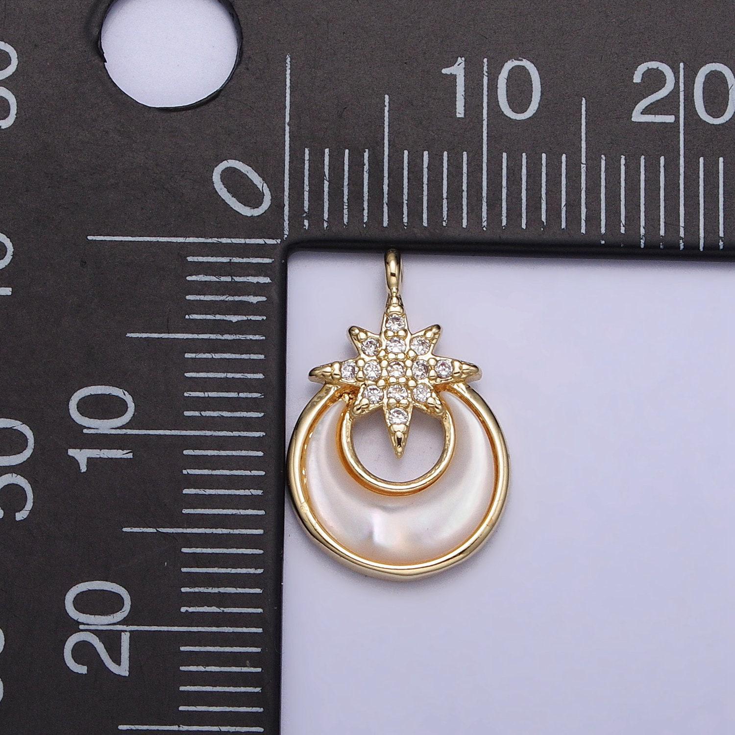 Dainty white pearl crescent moon star charm gold filled star charm necklace celestial pendant for necklace bracelet component ac-1049