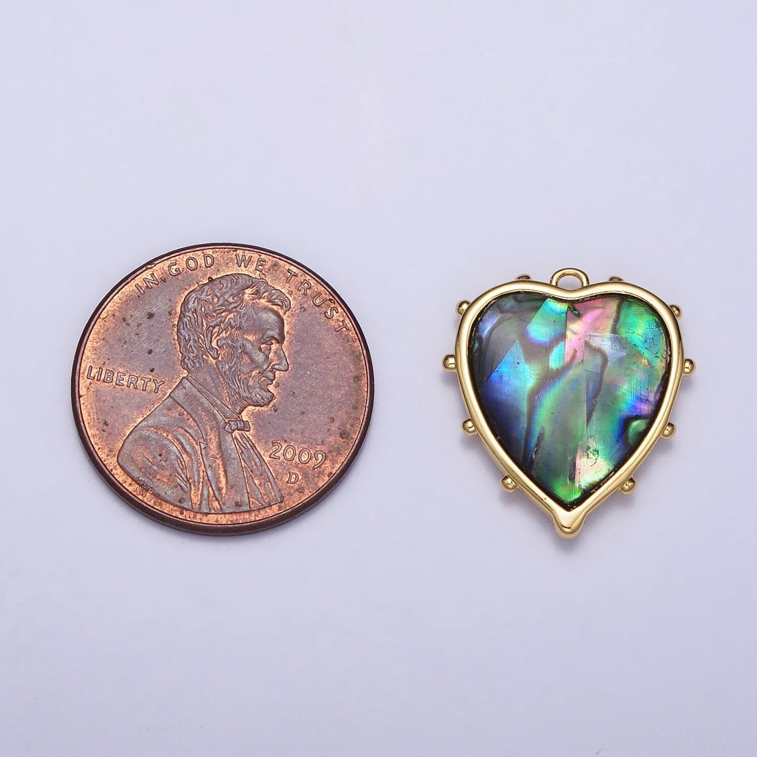 Dainty abalone heart charm abalone shell pendant, heart shaped pendant for diy handmade jewelry making supply ac1047