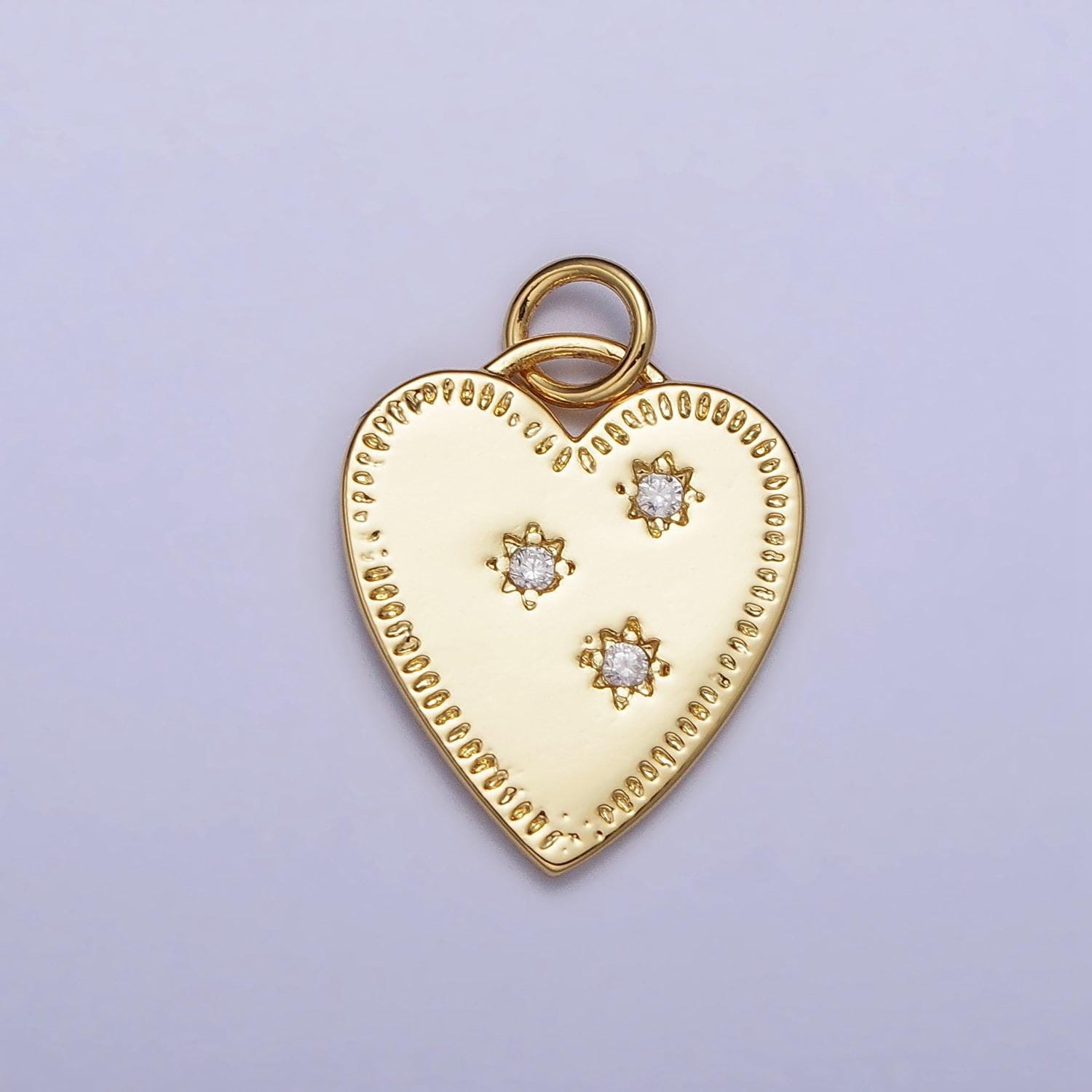 18k gold filled micro pave heart charm medallion charm, cz charm for necklace earring bracelet component jewelry findings ac1019
