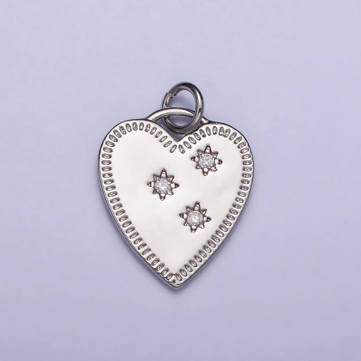 18k gold filled micro pave heart charm medallion charm, cz charm for necklace earring bracelet component jewelry findings ac1019