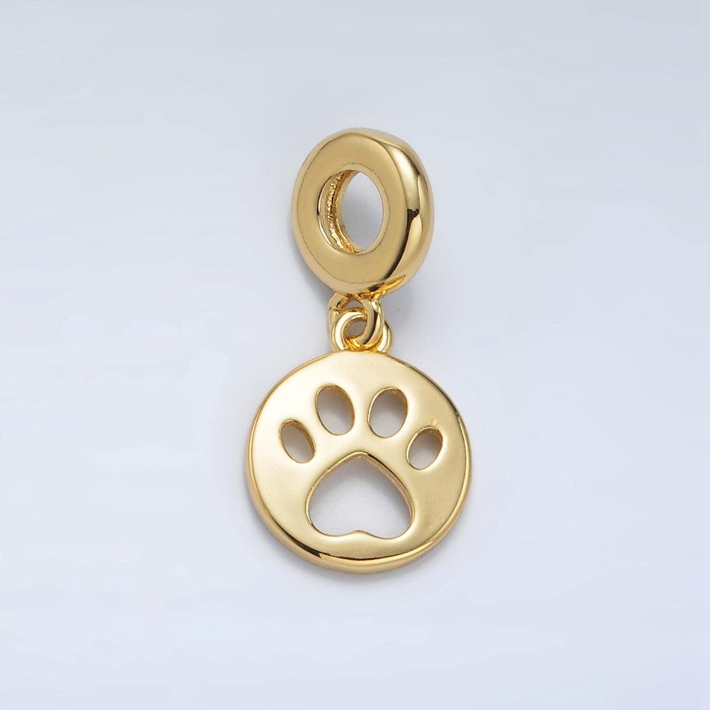 24 gold filled open pawprint, rondelle bail drop pendant | ac-094