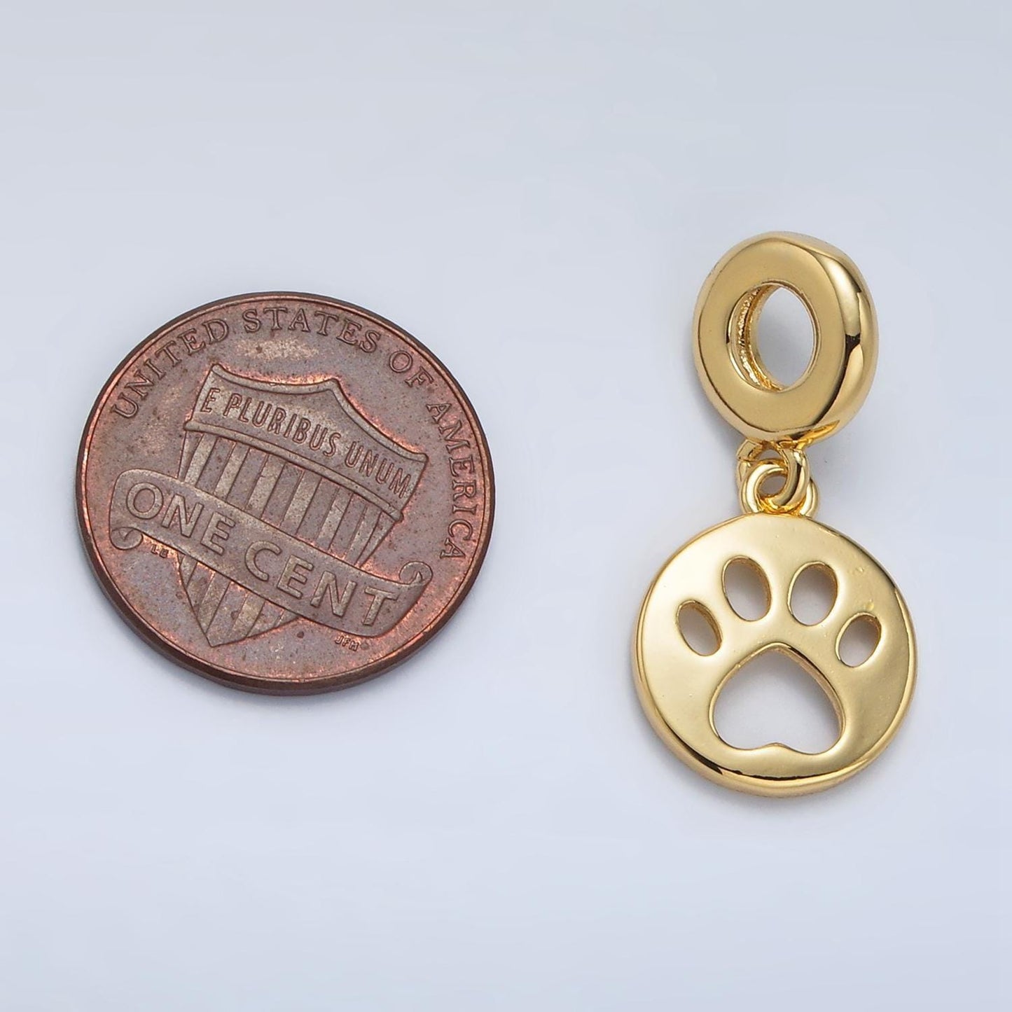 24 gold filled open pawprint, rondelle bail drop pendant | ac-094
