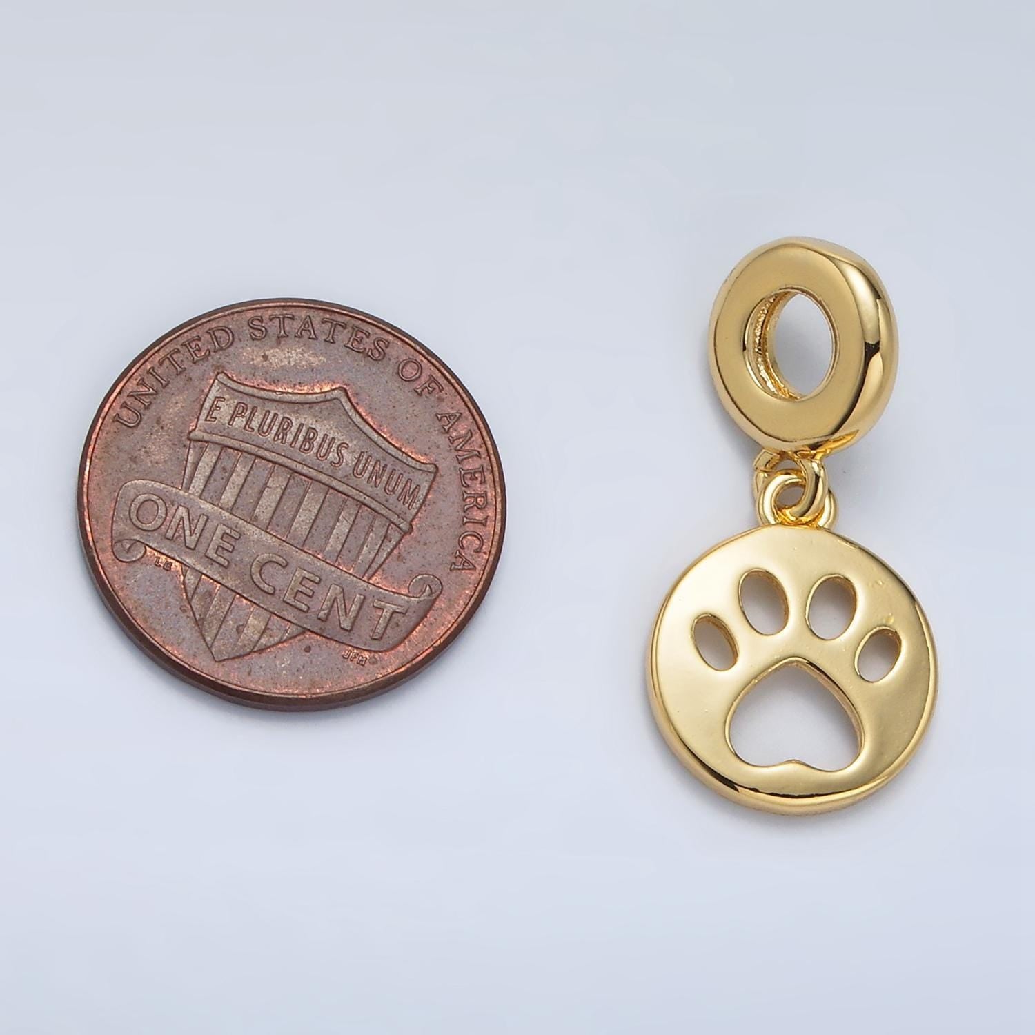 24 gold filled open pawprint, rondelle bail drop pendant | ac-094