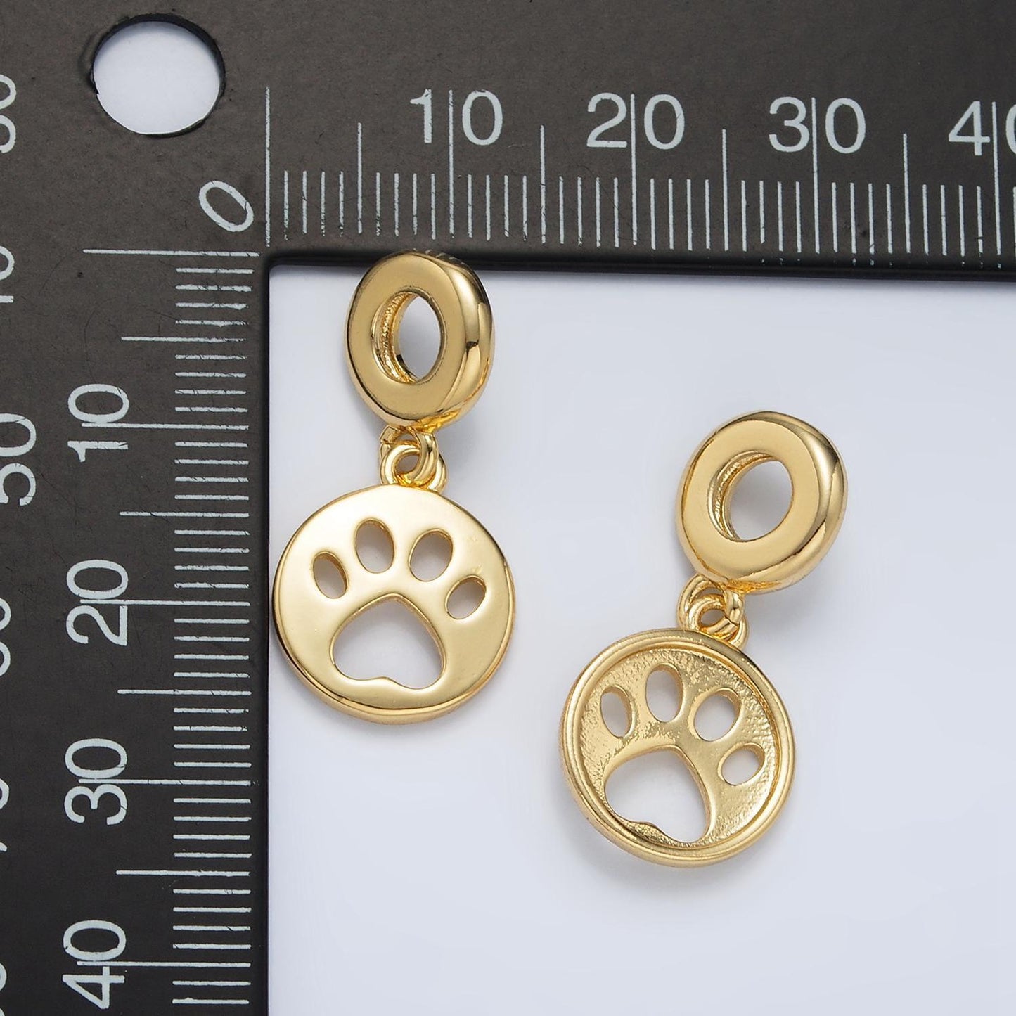 24 gold filled open pawprint, rondelle bail drop pendant | ac-094