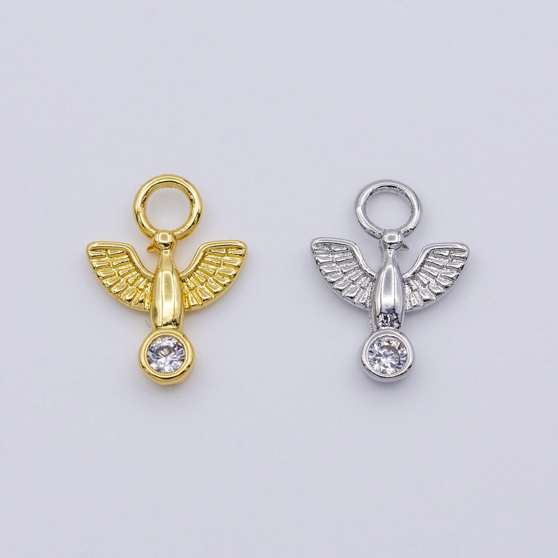Silver tiny dove charm, bird charm for necklace ,earring, bracelet gold dove charm for add on pendant ac056