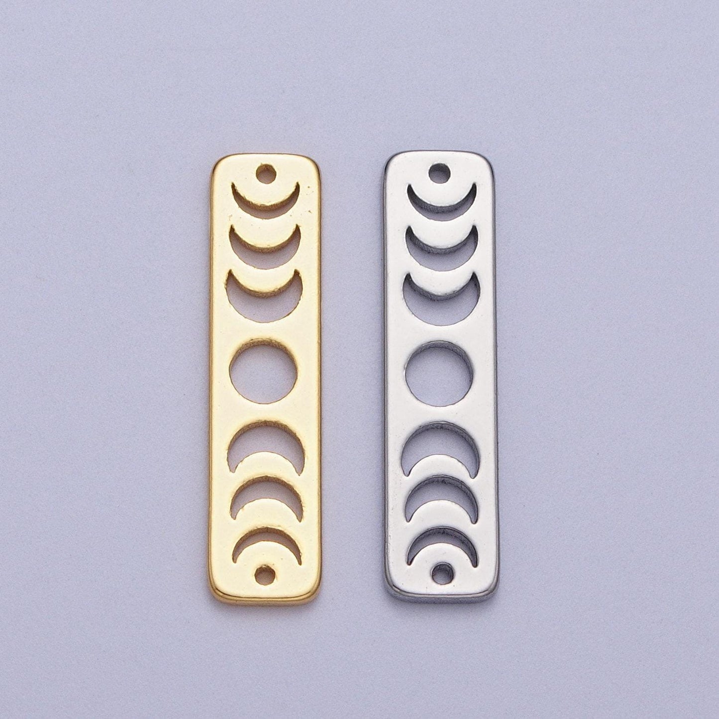 Horizontal moon phase bar charm gold plated eclipse moon charm connector crescent moon connecter link bar for necklace bracelet ac-054