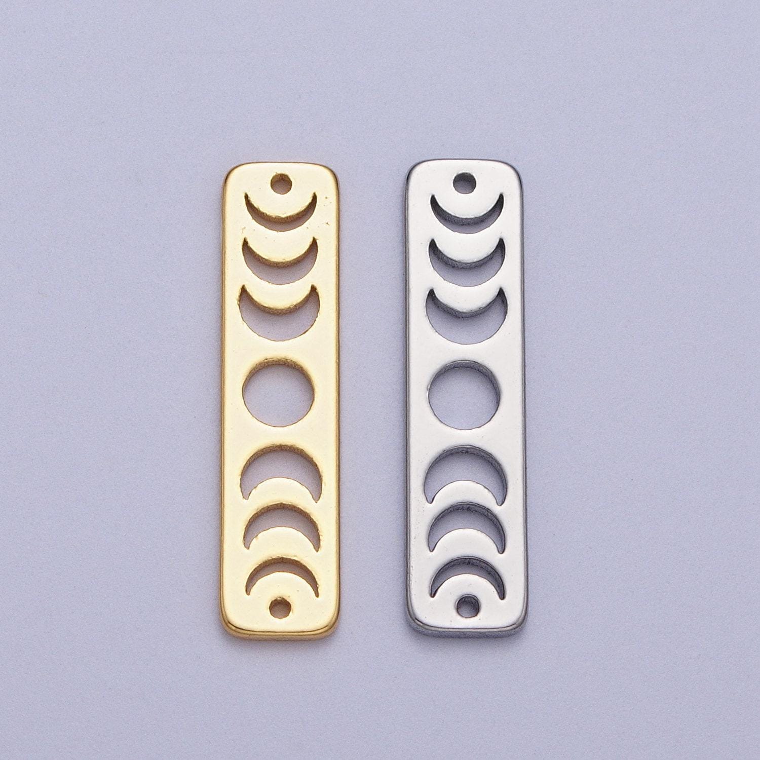 Horizontal moon phase bar charm gold plated eclipse moon charm connector crescent moon connecter link bar for necklace bracelet ac-054