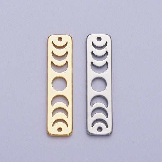 Horizontal moon phase bar charm gold plated eclipse moon charm connector crescent moon connecter link bar for necklace bracelet ac-054