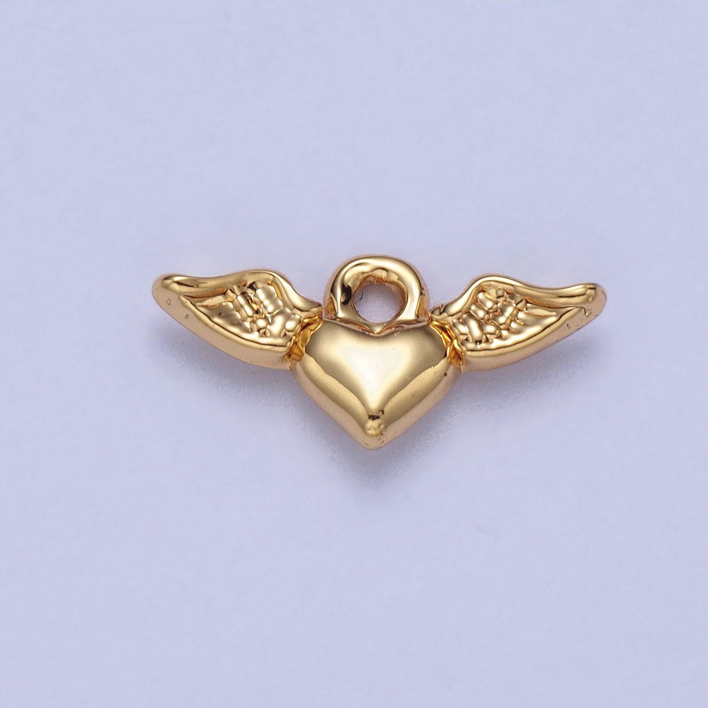 Mini gold angel wing heart charm for bracelet necklace earring component silver heart charm for valentine gift idea ac050