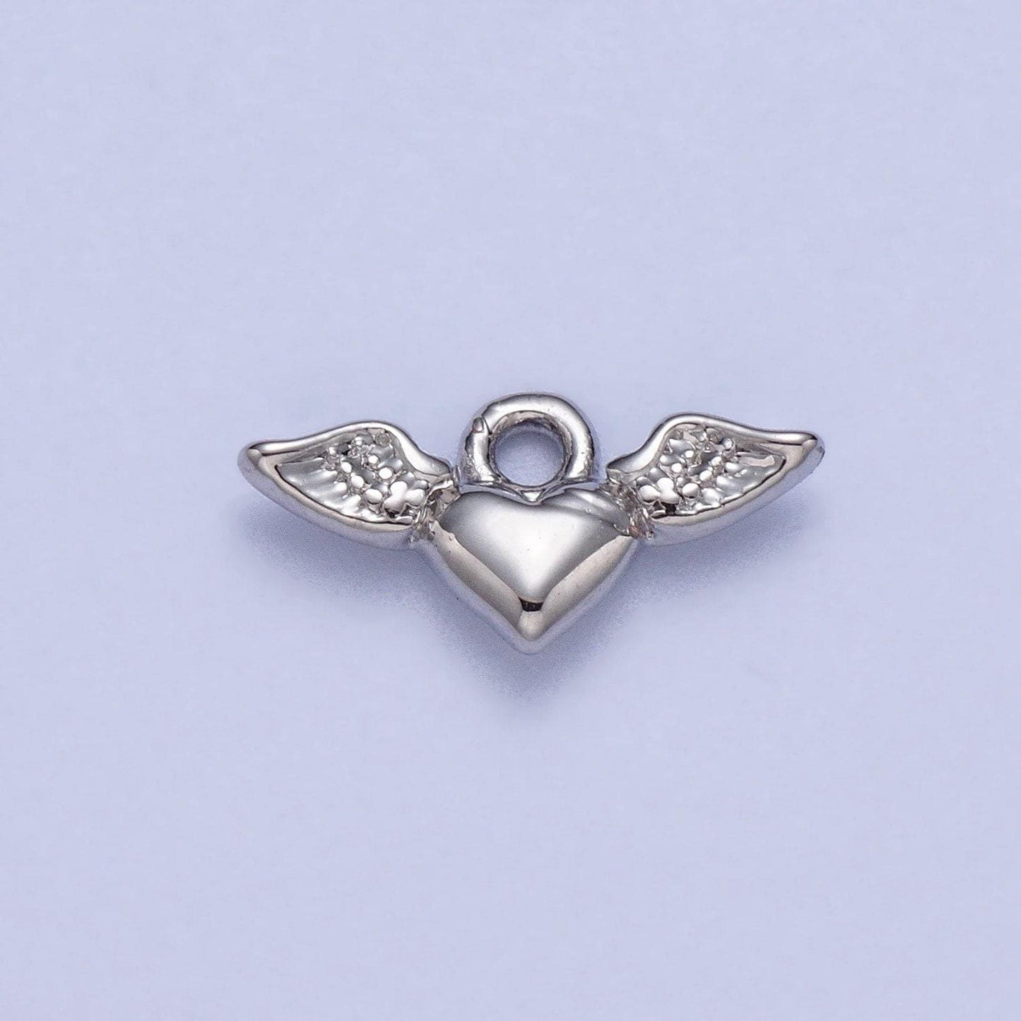 Mini gold angel wing heart charm for bracelet necklace earring component silver heart charm for valentine gift idea ac050