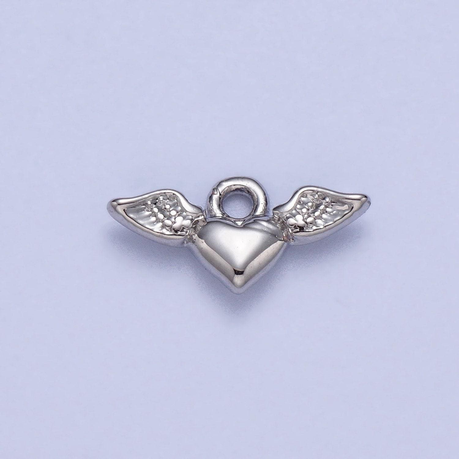 Mini gold angel wing heart charm for bracelet necklace earring component silver heart charm for valentine gift idea ac050