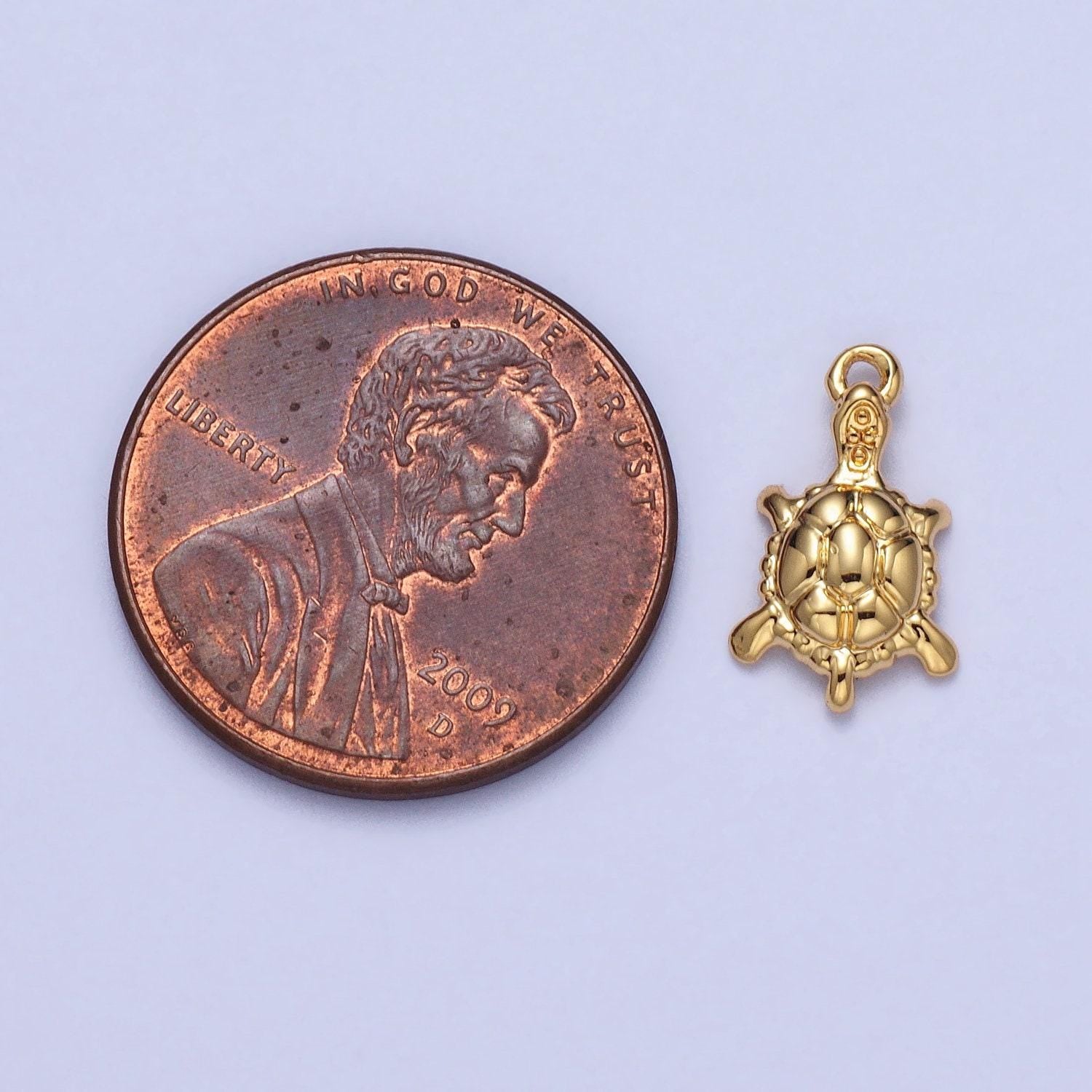 Mini gold small sea turtle charm silver tiny treasures beach cruise mermaid jewelry supplies ac042