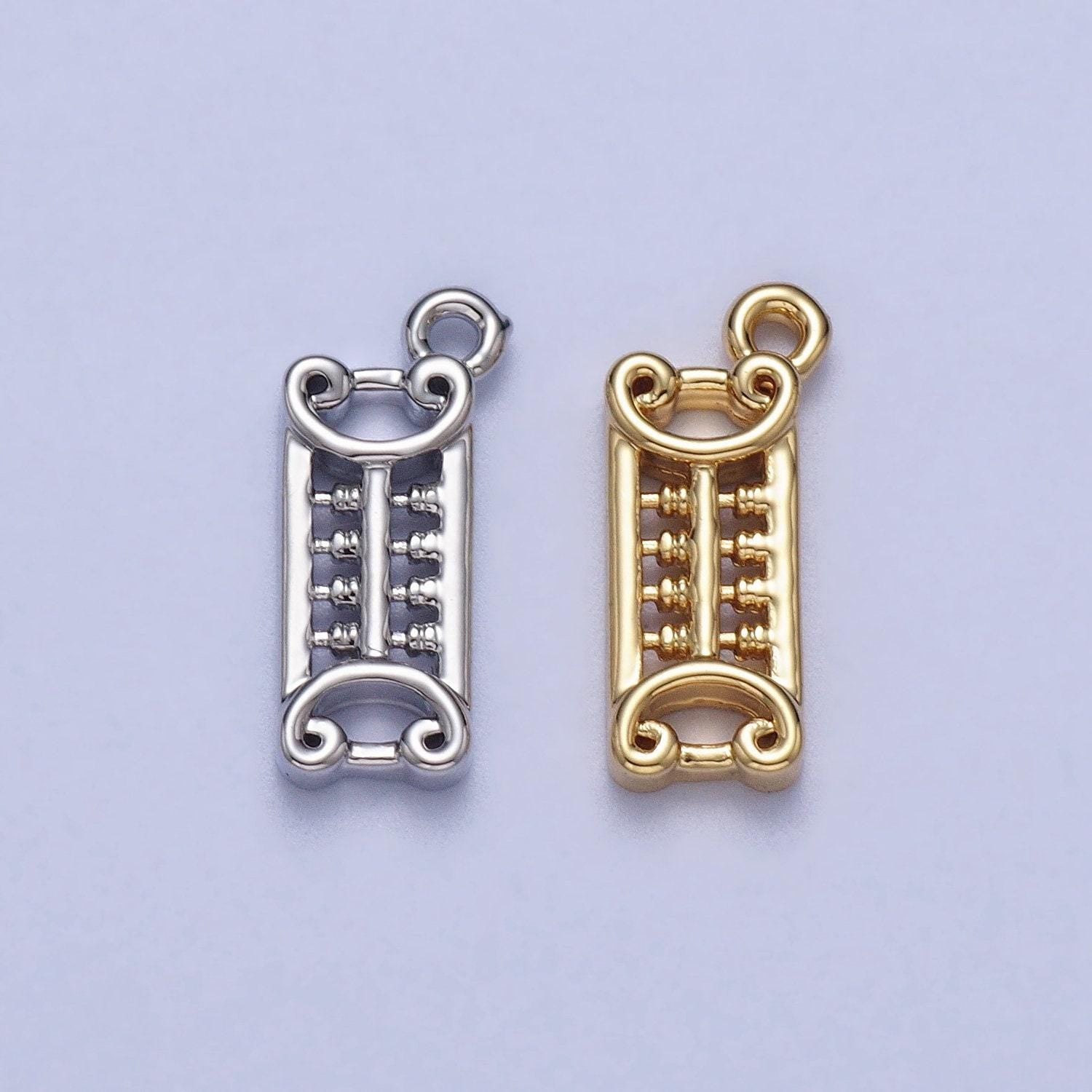 Tiny gold abacus math calculator charm pendant for asian teacher appreciation gift kumon chinese charm ac038