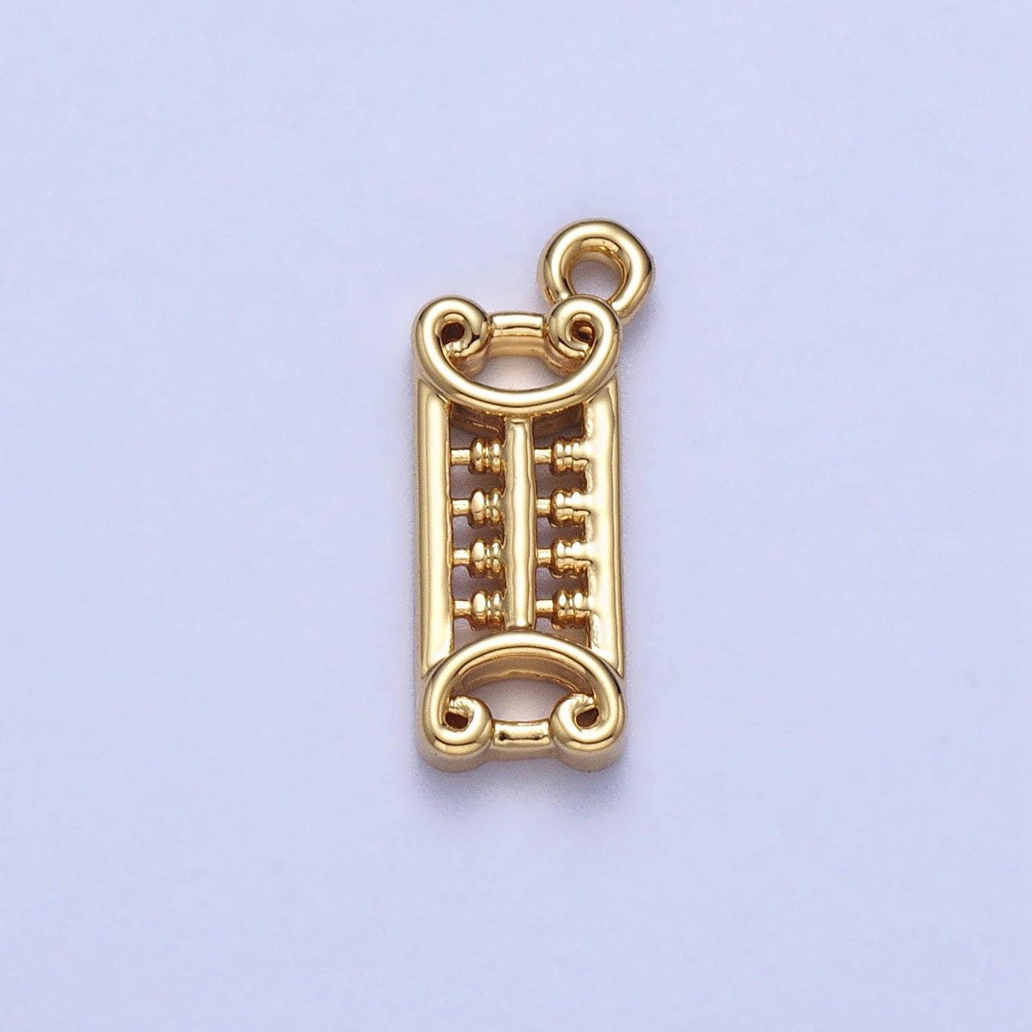 Tiny gold abacus math calculator charm pendant for asian teacher appreciation gift kumon chinese charm ac038