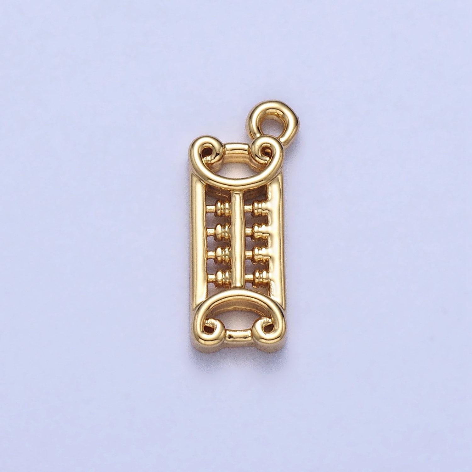 Tiny gold abacus math calculator charm pendant for asian teacher appreciation gift kumon chinese charm ac038