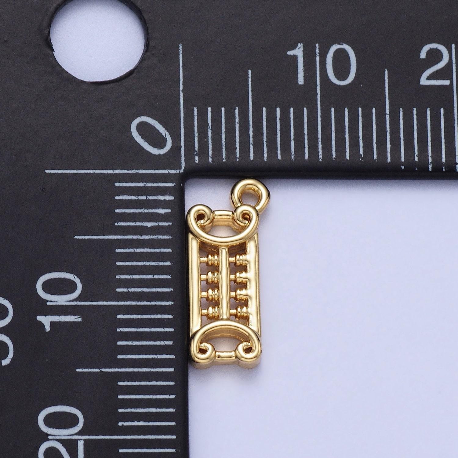 Tiny gold abacus math calculator charm pendant for asian teacher appreciation gift kumon chinese charm ac038