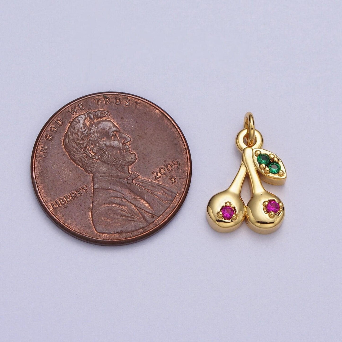 Dainty tiny delicate red cherry charm 24k gold filled for necklace pendant, earring bracelet charm gift diy jewelry making supplies