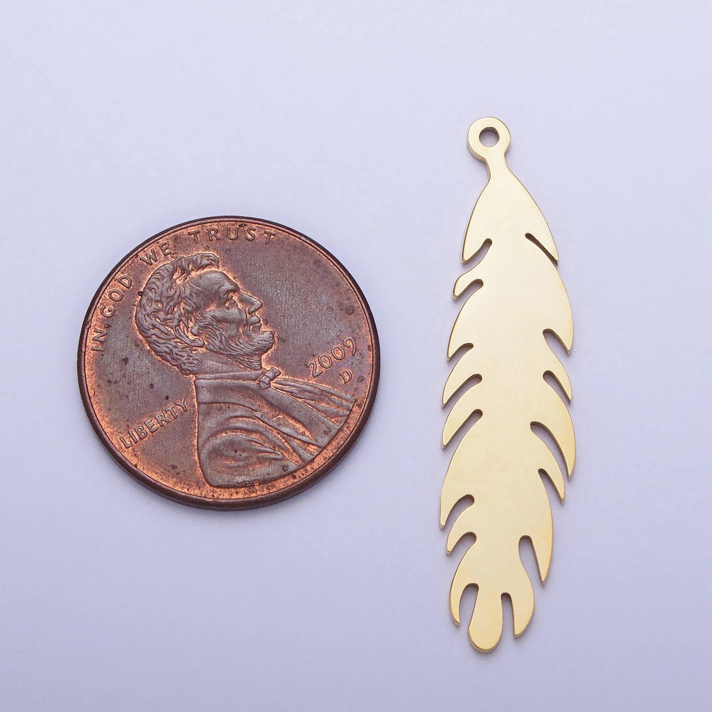 Dainty stainless steel bird feather charm in gold western, tribal jewelry pendant for necklace earring lead nickel free tarnish free p-924