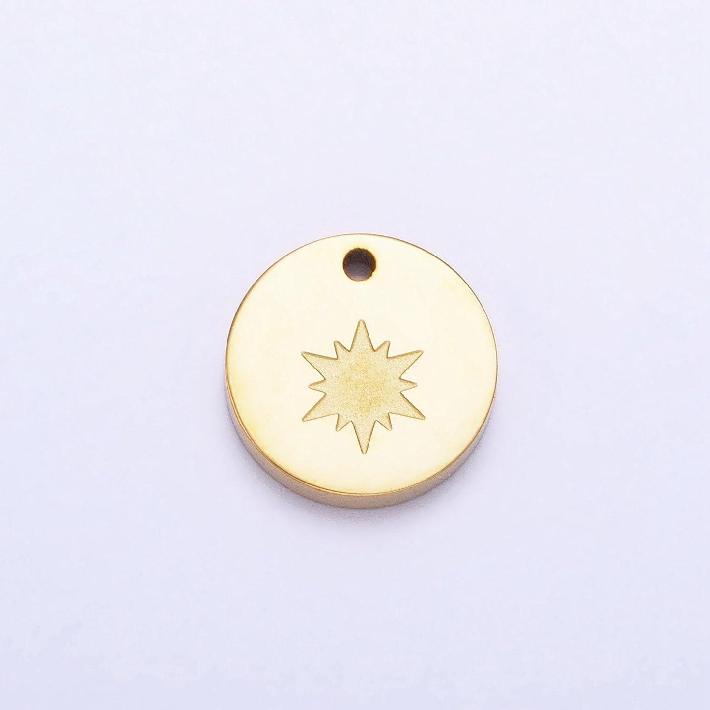Stainless steel round charm coin pendant starburst charm star bracelet necklace jewelry making supplies ab1151 ab1152