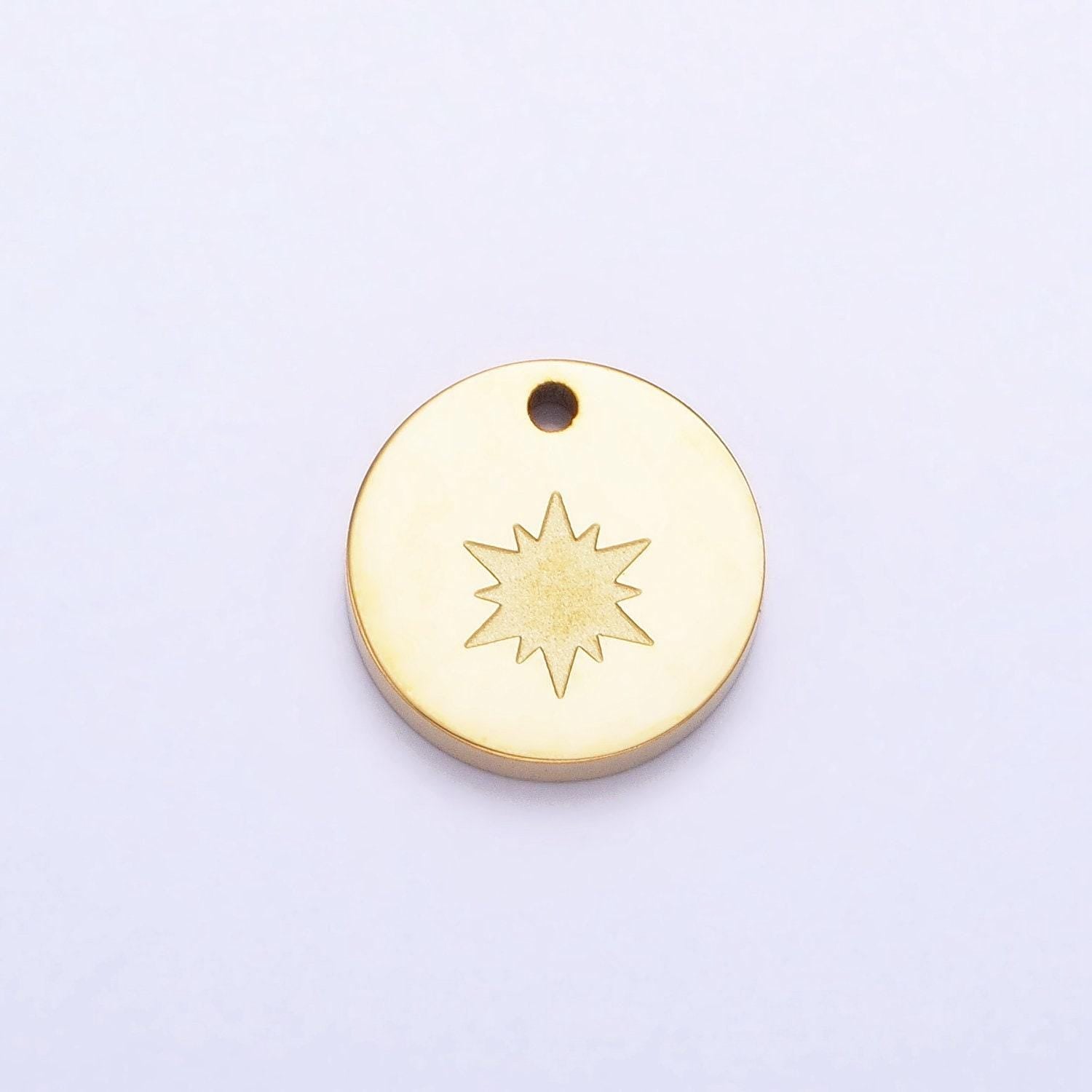 Stainless steel round charm coin pendant starburst charm star bracelet necklace jewelry making supplies ab1151 ab1152