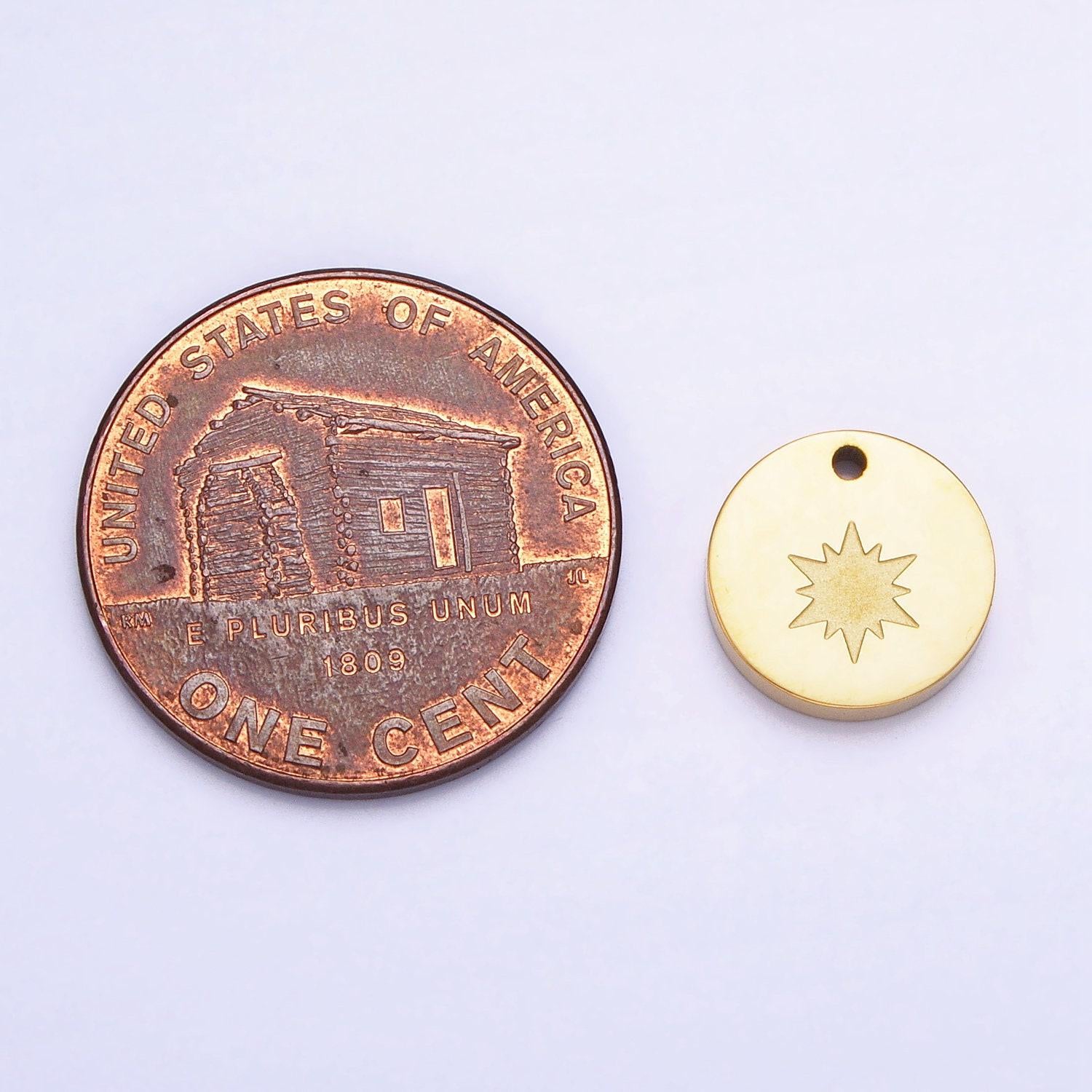 Stainless steel round charm coin pendant starburst charm star bracelet necklace jewelry making supplies ab1151 ab1152