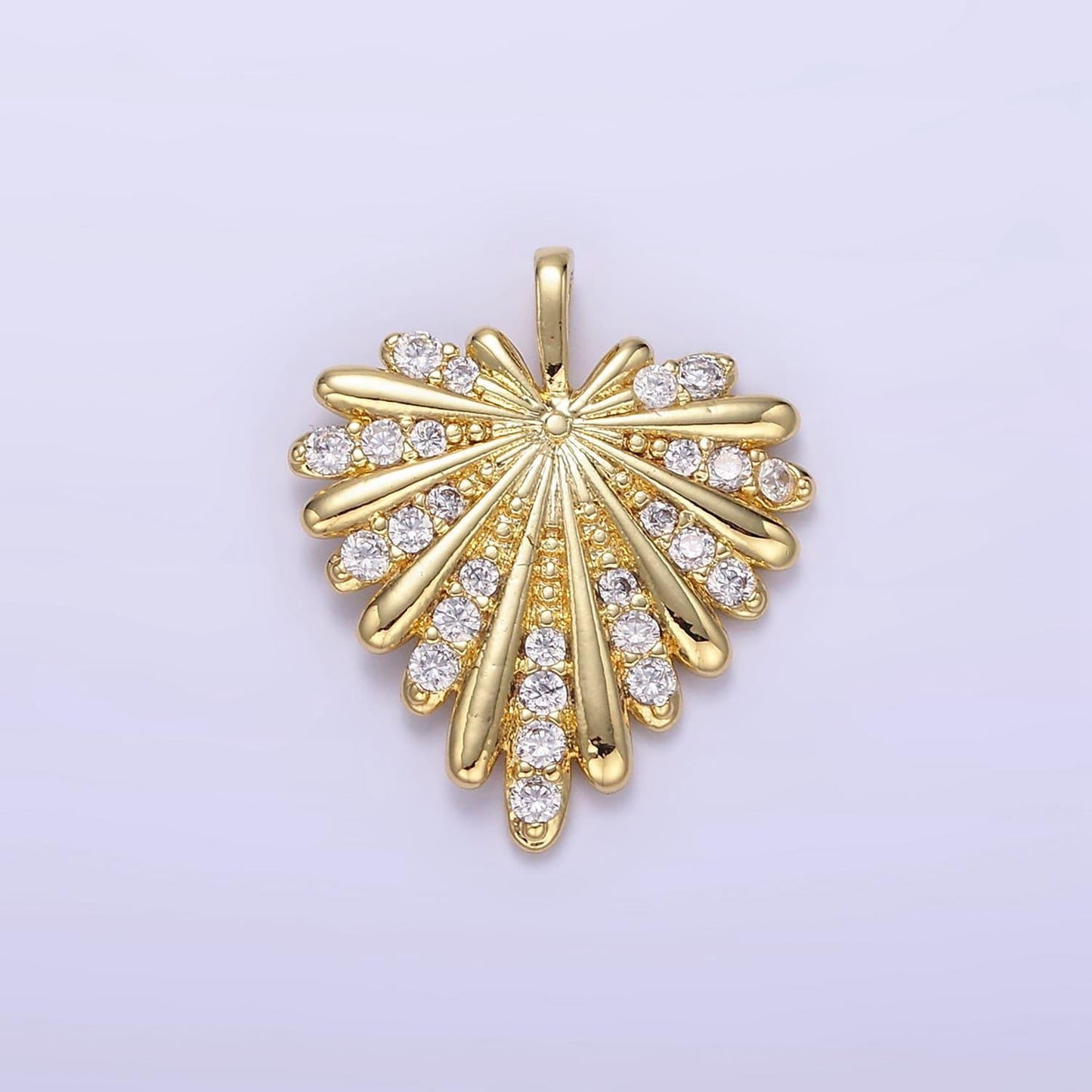Gold monstera charms 24k gold filled heart pendant cz love charm for bracelet necklace diy jewelry making supply aa1337