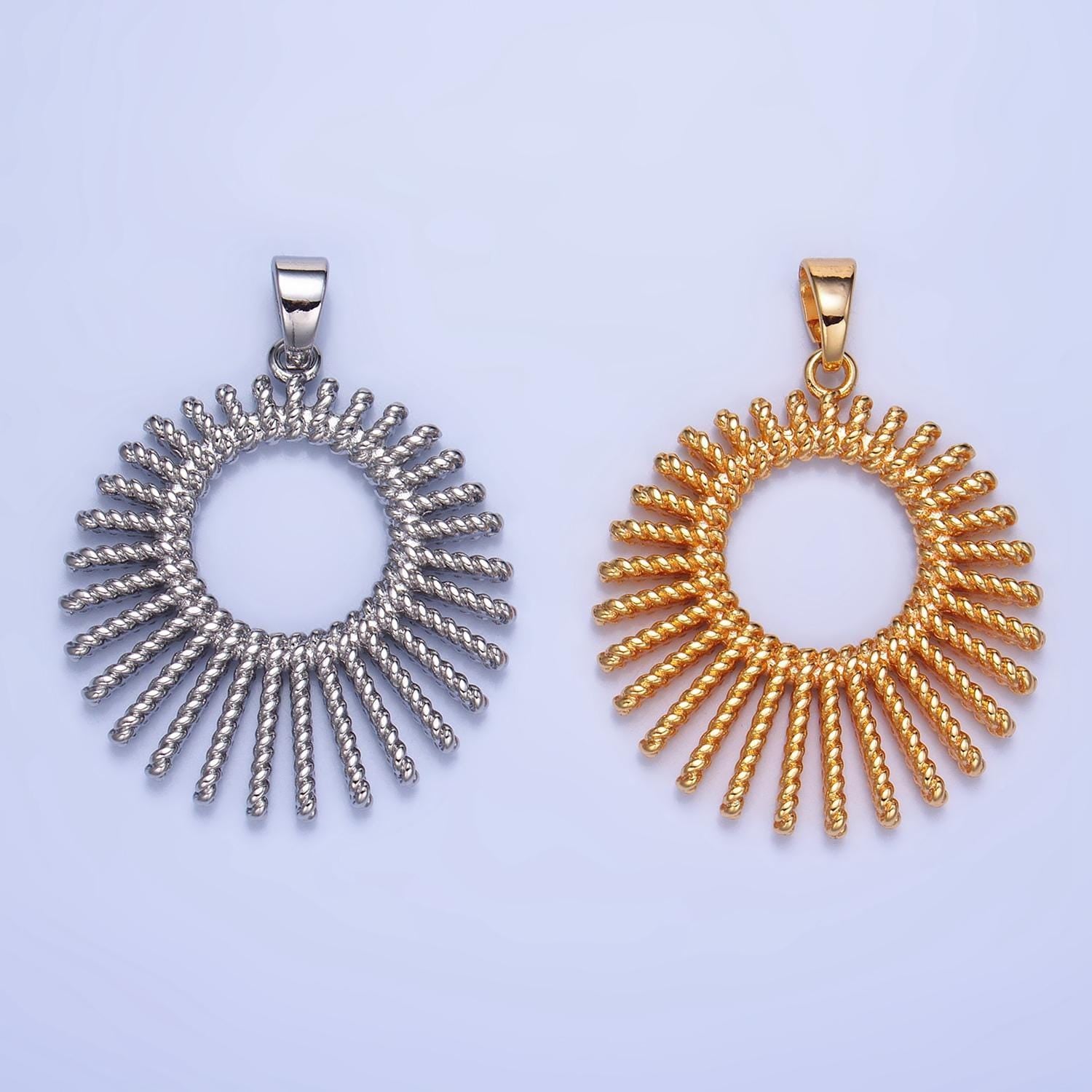 Bold sun ray gold filled sun charm sunburst necklace pendant charm findings for jewelry making aa995