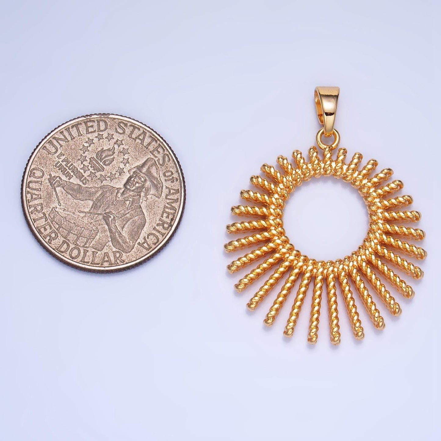 Bold sun ray gold filled sun charm sunburst necklace pendant charm findings for jewelry making aa995