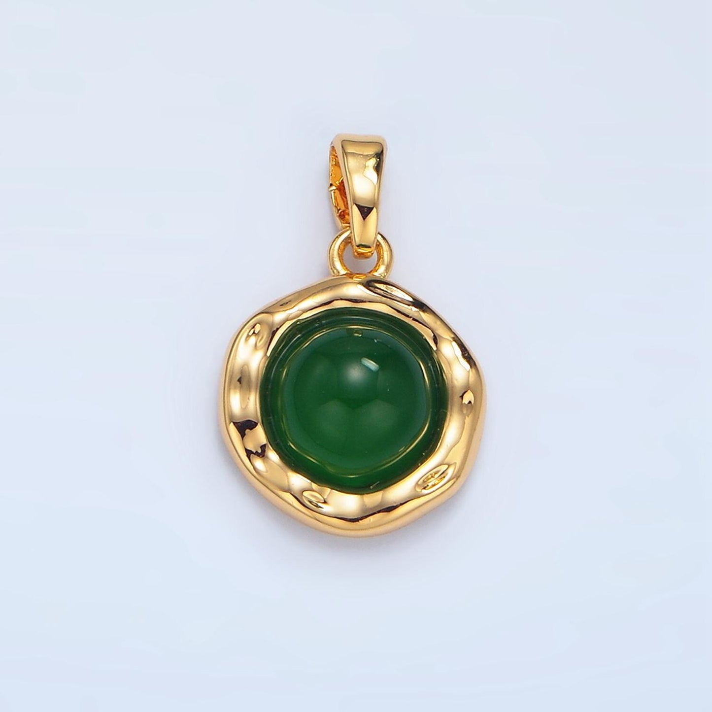 14k gold filled onyx carnelian aventurine gemstone round molten bezel pendant | aa987