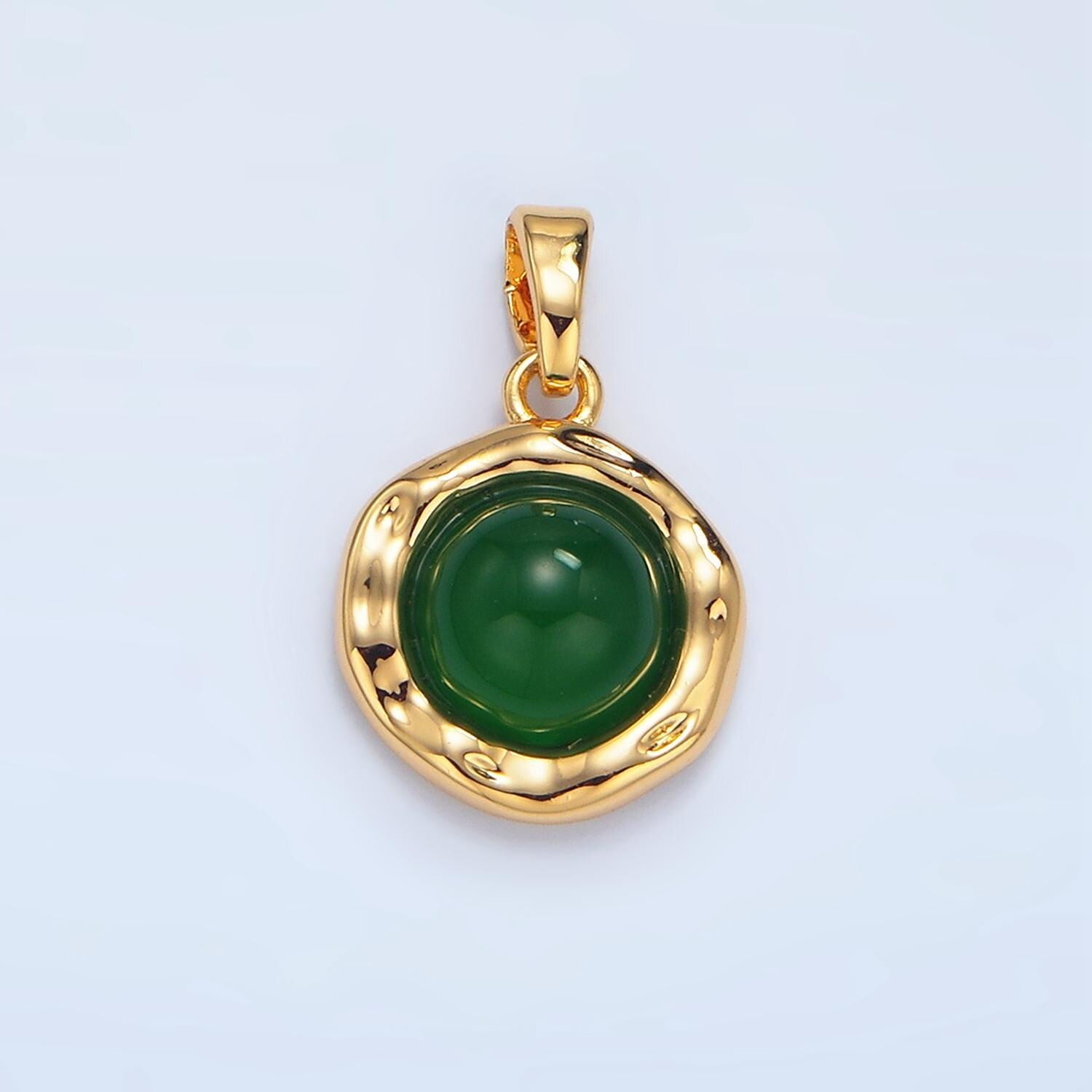 14k gold filled onyx carnelian aventurine gemstone round molten bezel pendant | aa987
