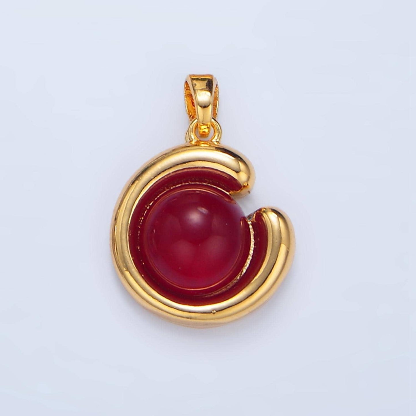 Round bubbled malachite / carnelian / aventurine gemstone in gold & silver pendant | aa976-aa978