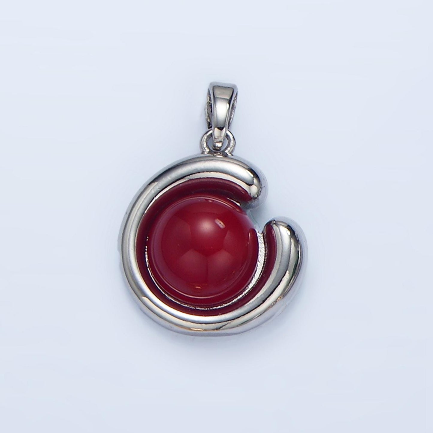 Round bubbled malachite / carnelian / aventurine gemstone in gold & silver pendant | aa976-aa978