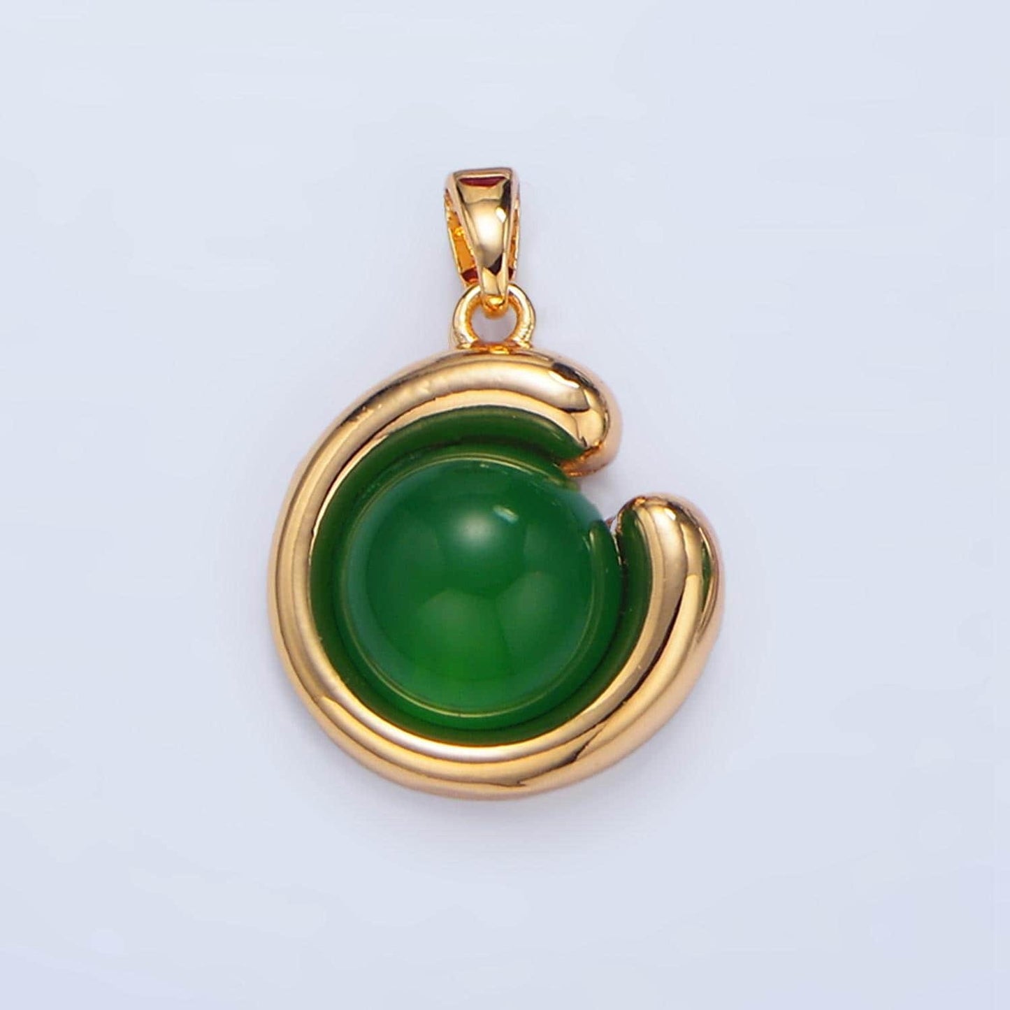 Round bubbled malachite / carnelian / aventurine gemstone in gold & silver pendant | aa976-aa978