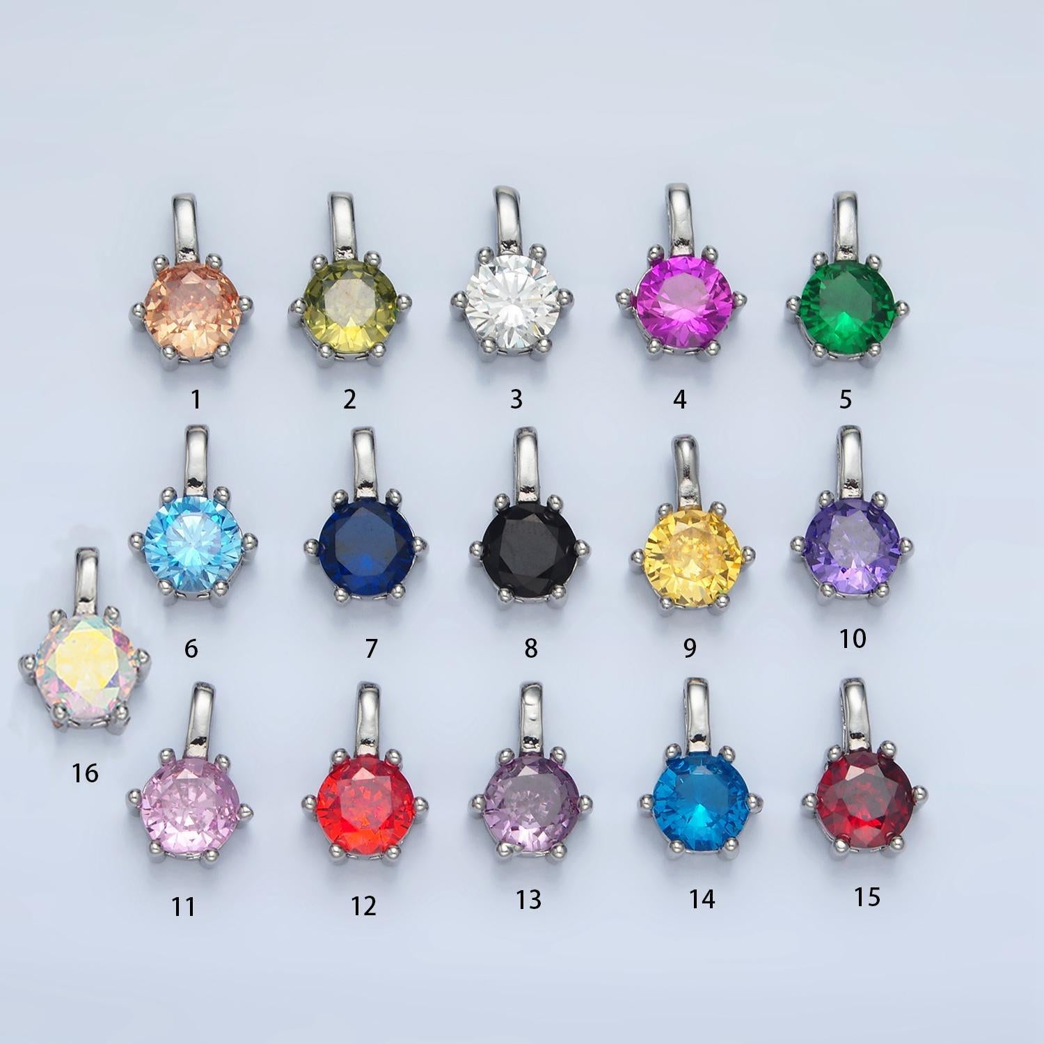24k gold filled 11.5mm round cz personalized silver pendant | aa923-aa938