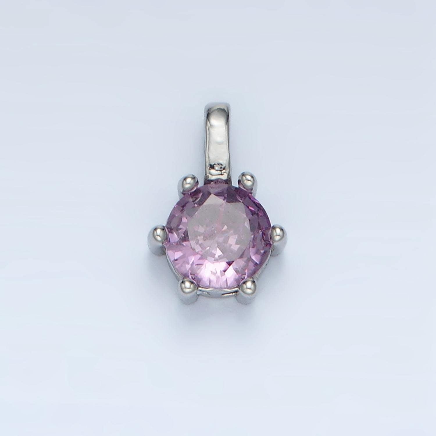24k gold filled 11.5mm round cz personalized silver pendant | aa923-aa938